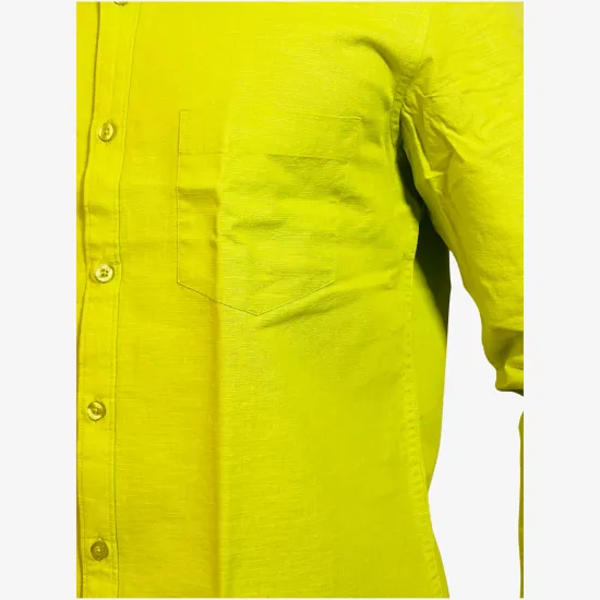 Men's Lime Green Casual Cotton Shirt | Full Sleeve Regular Fit Button-Down Shirt